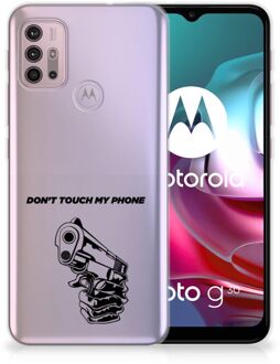 B2Ctelecom Telefoonhoesje Motorola Moto G30 | G10 Back Cover Siliconen Hoesje Transparant Gun Don't Touch My Phone