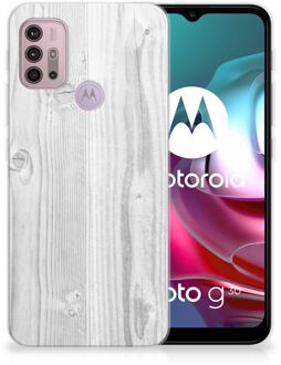 B2Ctelecom Telefoonhoesje Motorola Moto G30 | G10 Backcover Soft Siliconen Hoesje Wit Hout