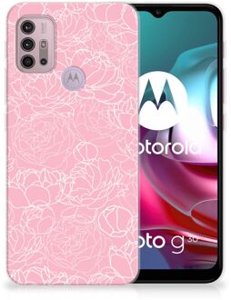 B2Ctelecom Telefoonhoesje Motorola Moto G30 | G10 Hoesje Witte Bloemen