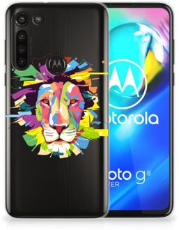 B2Ctelecom Telefoonhoesje Motorola Moto G8 Power Back Cover Siliconen Hoesje Super als Cadeautjes voor Jongens Lion Color