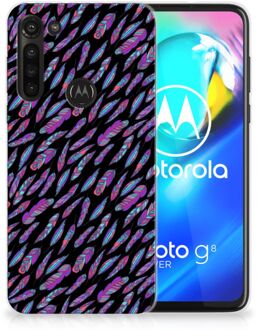 B2Ctelecom Telefoonhoesje Motorola Moto G8 Power Backcover Soft Siliconen Hoesje Feathers Color