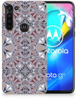 B2Ctelecom Telefoonhoesje Motorola Moto G8 Power Hoesje Flower Tiles