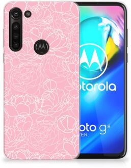 B2Ctelecom Telefoonhoesje Motorola Moto G8 Power Hoesje Witte Bloemen