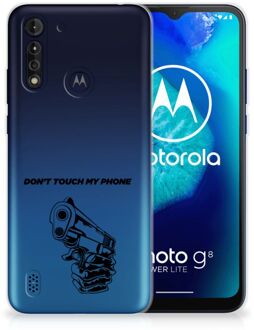 B2Ctelecom Telefoonhoesje Motorola Moto G8 Power Lite Back Cover Siliconen Hoesje Transparant Gun Don't Touch My Phone