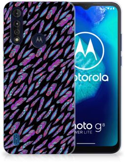 B2Ctelecom Telefoonhoesje Motorola Moto G8 Power Lite Backcover Soft Siliconen Hoesje Feathers Color