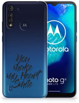 B2Ctelecom Telefoonhoesje Motorola Moto G8 Power Lite Backcover Soft Siliconen Hoesje Heart Smile