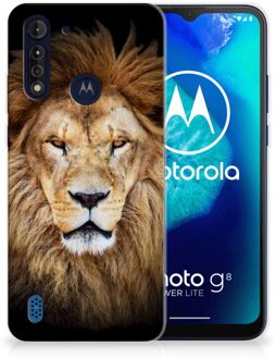 B2Ctelecom Telefoonhoesje Motorola Moto G8 Power Lite Hippe Hoesjes Customize Super als Vaderdag Cadeau Leeuw