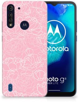 B2Ctelecom Telefoonhoesje Motorola Moto G8 Power Lite Hoesje Witte Bloemen