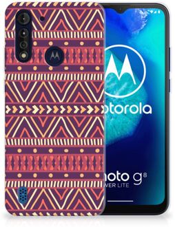 B2Ctelecom Telefoonhoesje Motorola Moto G8 Power Lite Leuk TPU Backcase Aztec Purple