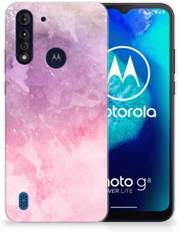 B2Ctelecom Telefoonhoesje Motorola Moto G8 Power Lite Silicone Back Cover Pink Purple Paint