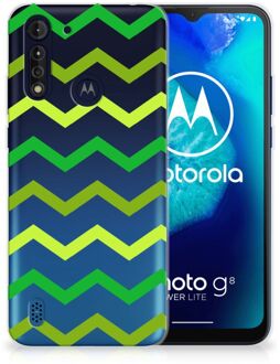 B2Ctelecom Telefoonhoesje Motorola Moto G8 Power Lite TPU Siliconen Hoesje met Foto Zigzag Groen