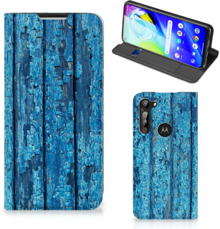 B2Ctelecom Telefoonhoesje Motorola Moto G8 Power Magnet Case Wood Blue