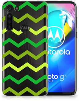 B2Ctelecom Telefoonhoesje Motorola Moto G8 Power TPU Siliconen Hoesje met Foto Zigzag Groen