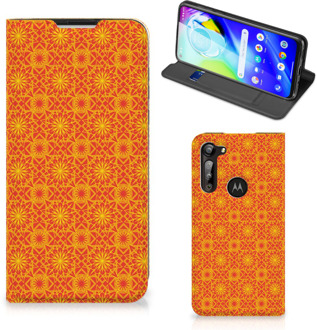 B2Ctelecom Telefoonhoesje Motorola Moto G8 Power Wallet Case Batik Orange