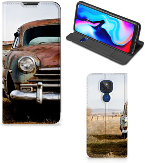 B2Ctelecom Telefoonhoesje Motorola Moto G9 Play Bookcover Vintage Auto