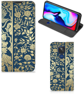 B2Ctelecom Telefoonhoesje Motorola Moto G9 Play Foto hoesje Golden Flowers