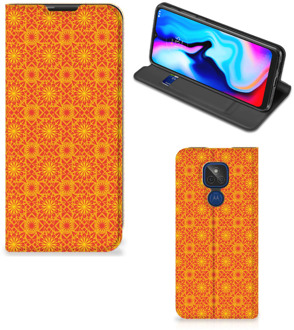 B2Ctelecom Telefoonhoesje Motorola Moto G9 Play Wallet Case Batik Orange