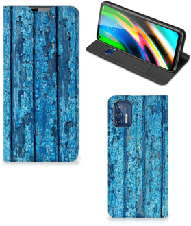 B2Ctelecom Telefoonhoesje Motorola Moto G9 Plus Magnet Case Wood Blue