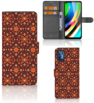 B2Ctelecom Telefoonhoesje Motorola Moto G9 Plus Wallet Book Case Batik Brown