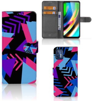 B2Ctelecom Telefoonhoesje Motorola Moto G9 Plus Wallet Book Case Design Funky Triangle