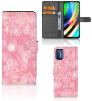 B2Ctelecom Telefoonhoesje Motorola Moto G9 Plus Wallet Book Case Spring Flowers