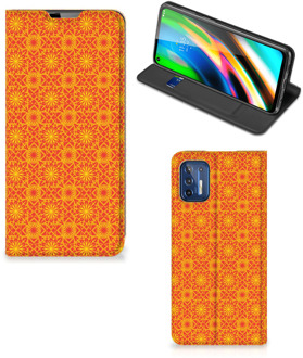 B2Ctelecom Telefoonhoesje Motorola Moto G9 Plus Wallet Case Batik Orange