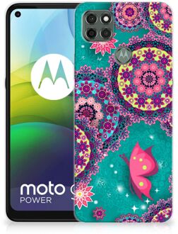 B2Ctelecom Telefoonhoesje Motorola Moto G9 Power Back Cover Siliconen Hoesje Cirkels en Vlinders