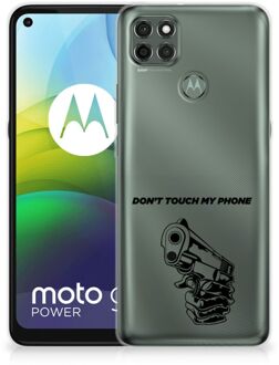 B2Ctelecom Telefoonhoesje Motorola Moto G9 Power Back Cover Siliconen Hoesje Transparant Gun Don't Touch My Phone