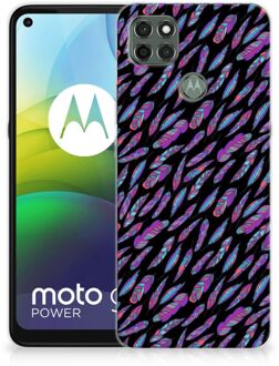 B2Ctelecom Telefoonhoesje Motorola Moto G9 Power Backcover Soft Siliconen Hoesje Feathers Color