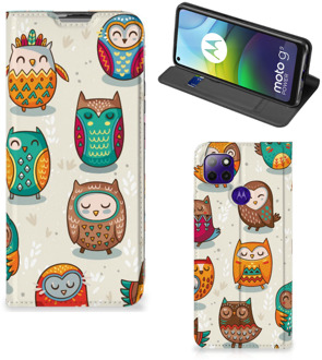 B2Ctelecom Telefoonhoesje Motorola Moto G9 Power Bookcover Vrolijke Uilen