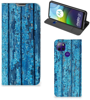 B2Ctelecom Telefoonhoesje Motorola Moto G9 Power Magnet Case Wood Blue