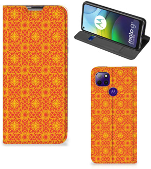 B2Ctelecom Telefoonhoesje Motorola Moto G9 Power Wallet Case Batik Orange