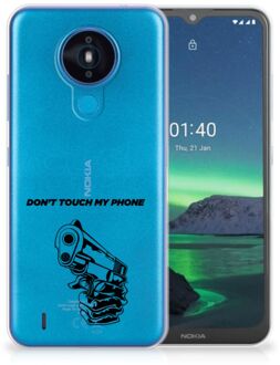 B2Ctelecom Telefoonhoesje Nokia 1.4 Back Cover Siliconen Hoesje Transparant Gun Don't Touch My Phone