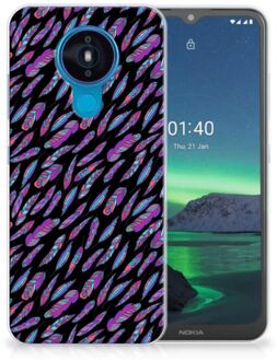 B2Ctelecom Telefoonhoesje Nokia 1.4 Backcover Soft Siliconen Hoesje Feathers Color