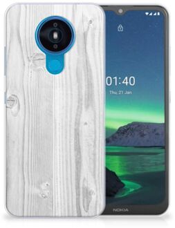 B2Ctelecom Telefoonhoesje Nokia 1.4 Backcover Soft Siliconen Hoesje Wit Hout