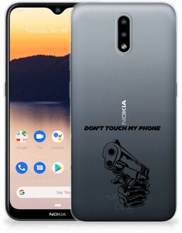 B2Ctelecom Telefoonhoesje Nokia 2.3 Back Cover Siliconen Hoesje Transparant Gun Don't Touch My Phone