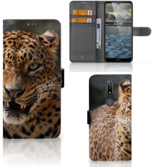 B2Ctelecom Telefoonhoesje Nokia 2.4 Book Cover Cadeautjes voor Jongens Luipaard