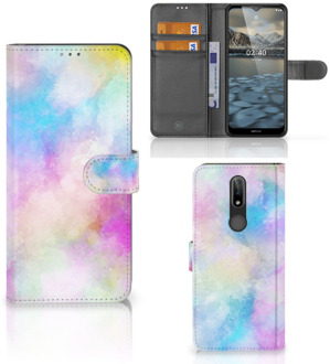 B2Ctelecom Telefoonhoesje Nokia 2.4 Bookcase Personaliseren Watercolor Light