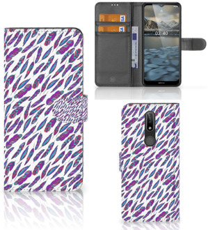 B2Ctelecom Telefoonhoesje Nokia 2.4 Flip Cover Feathers Color