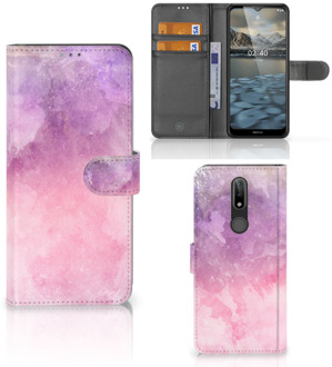 B2Ctelecom Telefoonhoesje Nokia 2.4 Flipcase Pink Purple Paint