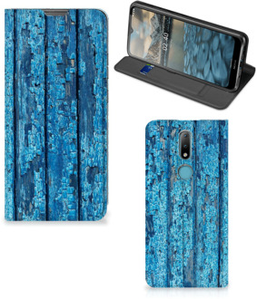 B2Ctelecom Telefoonhoesje Nokia 2.4 Magnet Case Wood Blue