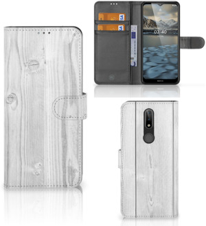 B2Ctelecom Telefoonhoesje Nokia 2.4 Smartphonehoesje met naam White Wood