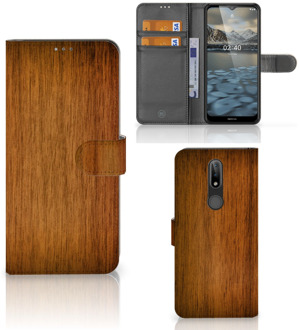 B2Ctelecom Telefoonhoesje Nokia 2.4 Wallet Book Case Donker Hout