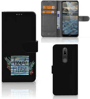 B2Ctelecom Telefoonhoesje Nokia 2.4 Wallet Bookcase met Quotes Boho Beach