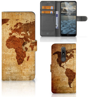 B2Ctelecom Telefoonhoesje Nokia 2.4 Wallet Bookcase Wereldkaart