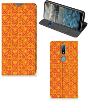 B2Ctelecom Telefoonhoesje Nokia 2.4 Wallet Case Batik Orange