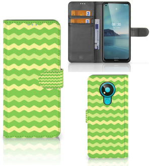 B2Ctelecom Telefoonhoesje Nokia 3.4 Book Case Waves Green