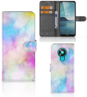 B2Ctelecom Telefoonhoesje Nokia 3.4 Bookcase Personaliseren Watercolor Light