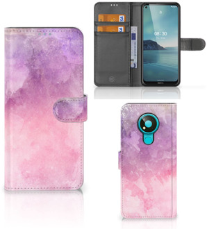 B2Ctelecom Telefoonhoesje Nokia 3.4 Flipcase Pink Purple Paint