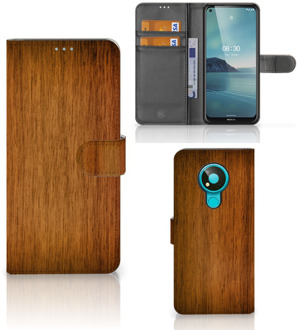 B2Ctelecom Telefoonhoesje Nokia 3.4 Wallet Book Case Donker Hout